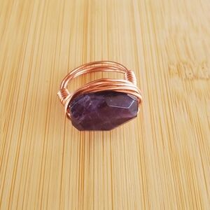Handmade Copper Wire Wrapped Amethyst Ring